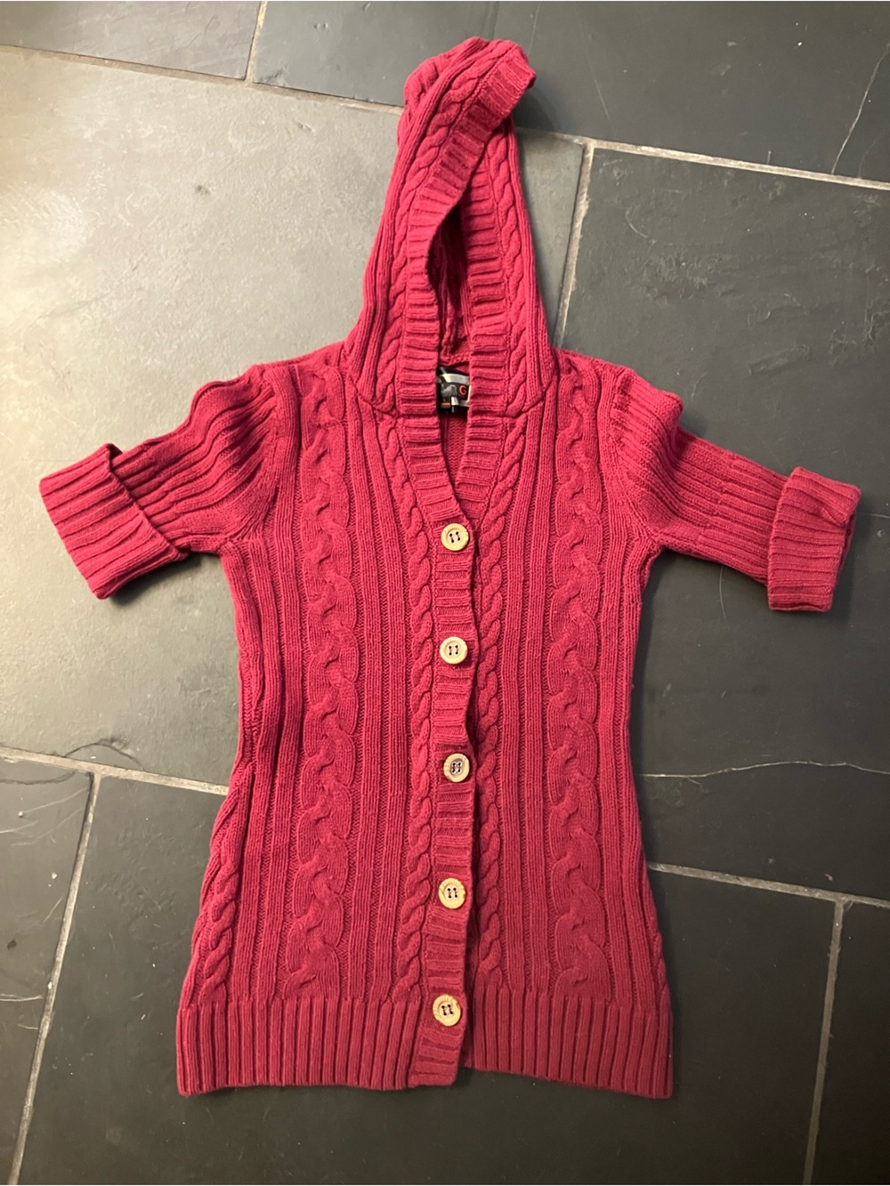 Women’s Size Small Knitted Short Sleeve Button Down Hoodie